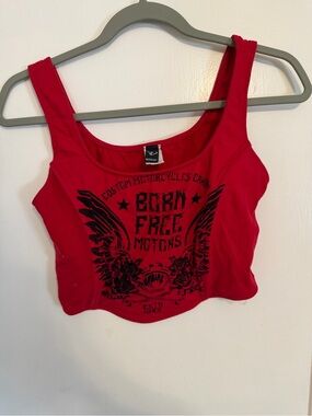 Windsor Red Graphic Crop Tank Top